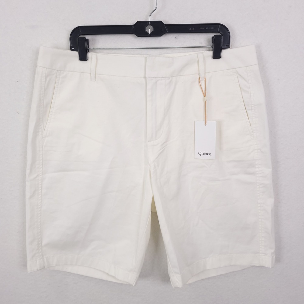 Quince Chino Shorts Womens 16 White Organic Cotton Stretch Summer Classic NEW